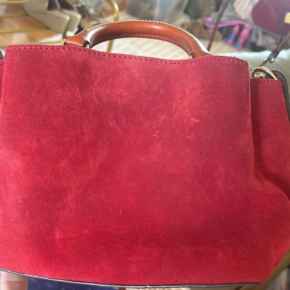 Dooney & Bourke Red Satchel with Leather Trim - Picture 11 of 16
